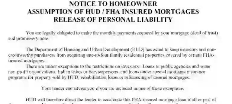 FHA Notice To Homeowner