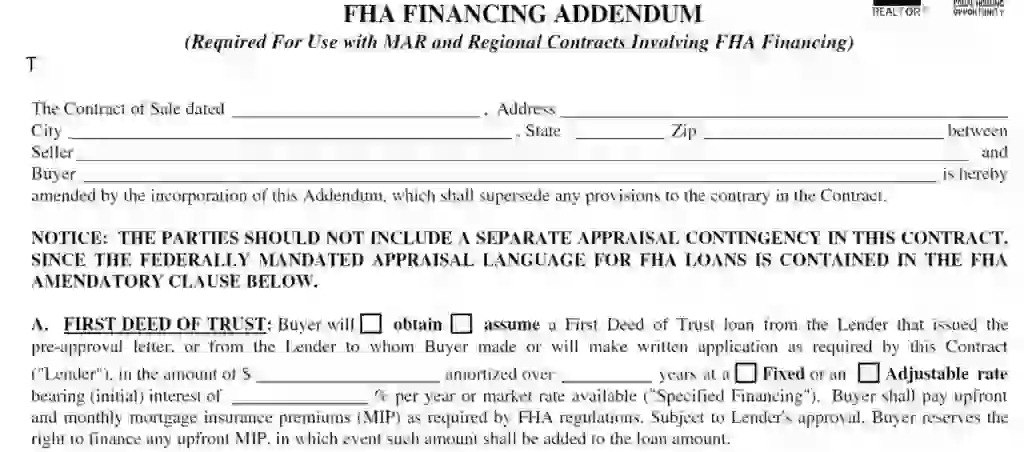 fha financing addendum